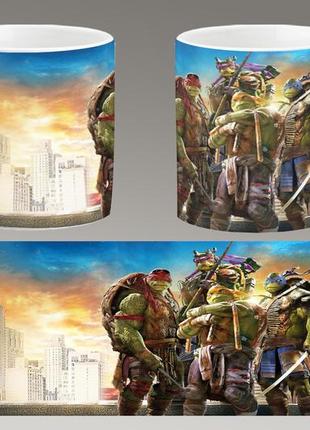 Чашка белая керамическая "черепашки-ниндзя" teenage mutant ninja turtles  aurora