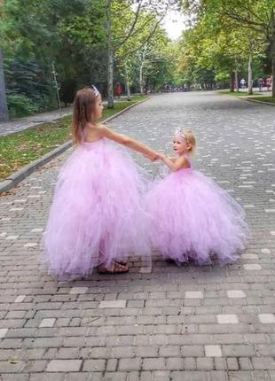 Розовое платье-пачка деточка, с короной и палочкой2 фото