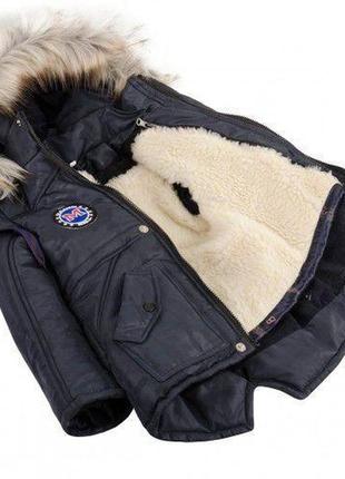 Зимняя куртка парка владимир,  для мальчиков, мех искуств. р.104,110 синяя3 фото
