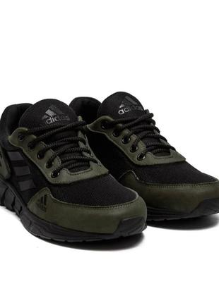 Кросівки літні сітка adidas колір олива, чорний2 фото