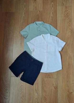 Летний набор для мальчика/шорты/рубашка с коротким рукавом для мальчика /белая рубашка с коротким рукавом