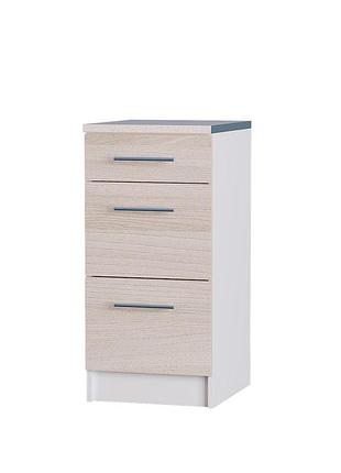 Кухонний модуль на 3 ящики еверест еко 400 ясень шимо світлий+білий (зі стільницею) 40х46х82 см (dtm-2890)