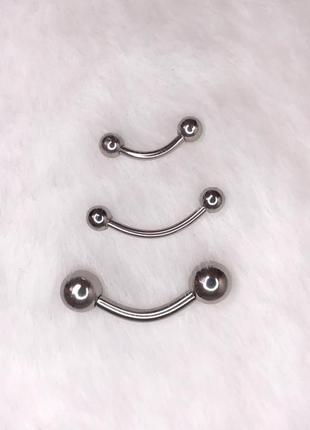 Сережка для пірсингу вигнута штанга мікроштанга гвоздик із кульками шипами конусами в брову вуха губу ніс хрящ бридж смайл