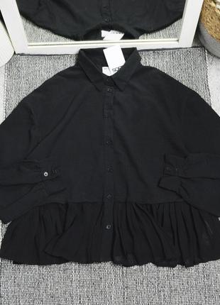 Нова чорна сорочка з плісе поділом asos