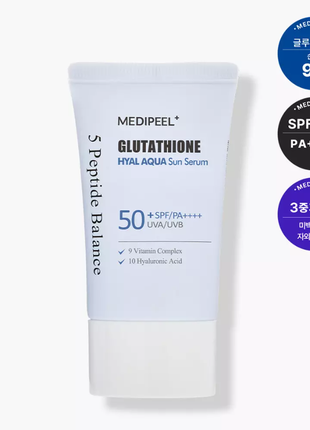Medi-peel glutathione hyal aqua sun serum spf50 зволожуюча сонцезахисна емульсія з глутатіоном