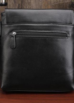 Мужская сумка через плечо натуральная кожа барсетка мужская кожаная сумка для документов планшет черная4 фото