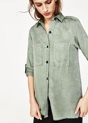 Сорочка жіноча zara woman premium denim collection рубашка