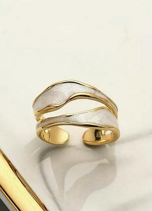 Кольцо бижутерия золото + перламутр