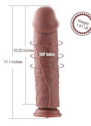 Силиконовый фаллоимитатор для секс-машин hismith 11″ silicone dildo, система kliclok 4