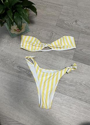 Купальник бікіні тонга купальник в смужку купальник бандо