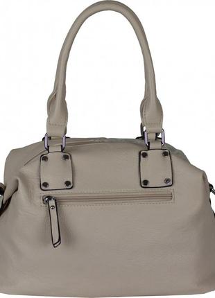 Жіноча стильна сумка, матеріал екошкіра та штучний замш, дві ручки, одне відділення (8613-3) бежевий3 фото