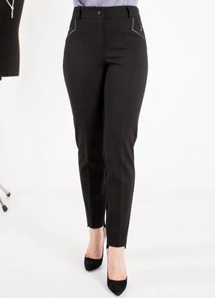 Женские укороченные  брюки "вика",ткань костюмная анжелика на байке, размеры 54,56 черные2 фото
