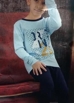 Дитяча трикотажна піжама izolli kids, на хлопчика, пр-во туреччина, зріст 116,122,128,134,140 блакитна