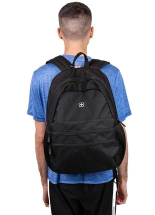 Мужской рюкзак для города suissewin черный дорожный спортивный качественный 32 х 15 х 46 см