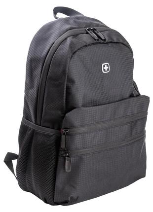 Мужской рюкзак для города suissewin черный дорожный спортивный качественный 32 х 15 х 46 см