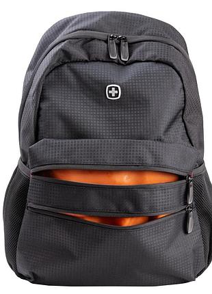 Мужской рюкзак для города suissewin черный дорожный спортивный качественный 32 х 15 х 46 см