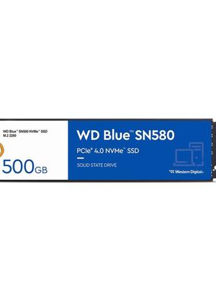 Накопичувач ssd  500gb wd blue sn580 m.2 2280 pcie 4.0 x4 3d tlc (wds500g3b0e)