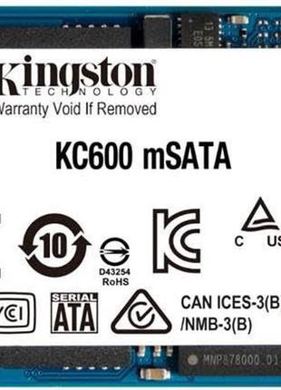 Накопичувач ssd  512gb kingston kc600 msata sataiii 3d tlc (skc600ms/512g)