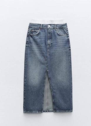 Юбки джинсовая длинная макси zara