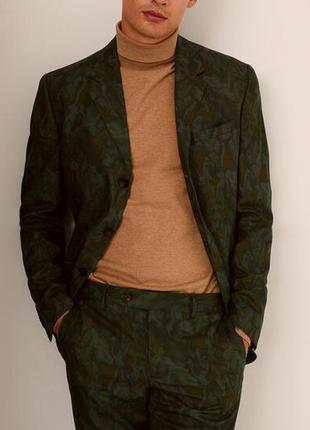 Пиджак мужской летний  we timor blazer l (52) , slim fit хаки с принтом