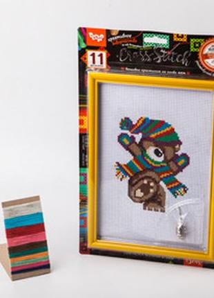 Набор для творчества "вышивка крестиком на канве", "cross stitch", "медвежонок", на планшете с рамкой,