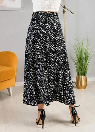 Женская летняя длинная юбка " лина", ткань софт, пояс резинка, р. 44,46,48,50,52,54 черно-белая4 фото