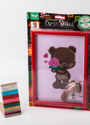 Набор для творчества "вышивка крестиком на канве", "cross stitch", "мишка", на планшете с рамкой, vkb-01-06