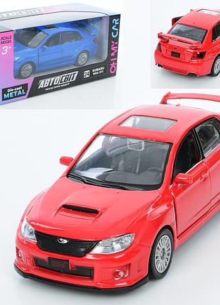 Машина дитяча модель автосвіт subaru wrx sti, металева 12см, 2 кольори, as-3076