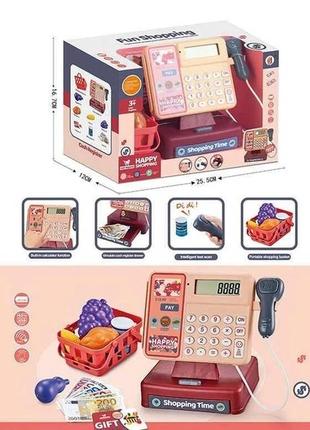 Касовий апарат дитячий звук, сканер, калькулятор, кошик з продуктами, 8888a