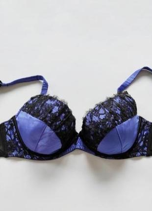 Бра синий кружевной черный атласный лиф лифчик бюстгальтер ann summers фирменный бренд бюстгалтер женский батал большой размер 75 f