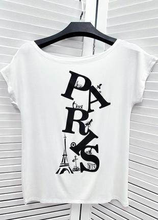 Женская летняя футболка с вискозы есть накатка paris4 фото