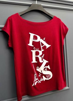 Женская летняя футболка с вискозы есть накатка paris3 фото