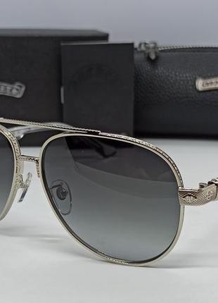 Chrome hearts чоловічі сонцезахисні окуляри краплі сірий градієнт в сріблястому металі