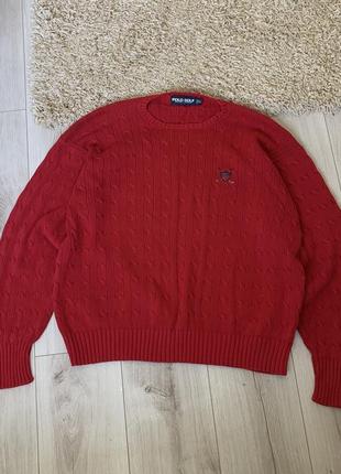 Polo golf красный вязаный свитер fred perry burberry