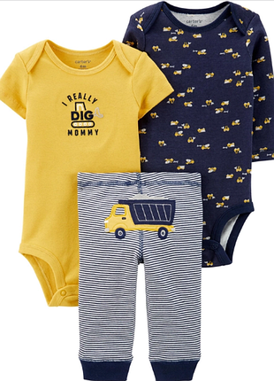 Комплект тройка хлопковый с боди картерс carters самосвал