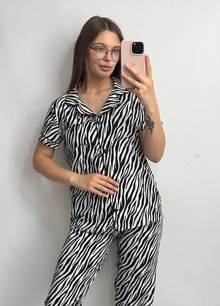 Пижама комплект рубашка и штаны зебра софт 5 цветов