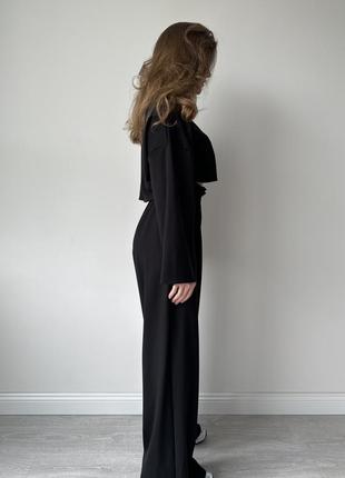 Костюм зі штанами палаццо чорний4 фото