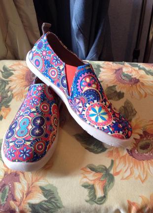 Літні туфлі ситцевого забарвлення на широку ногу, р. 41 (40,5)8 фото