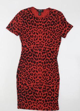 Леопардовое красное платье
