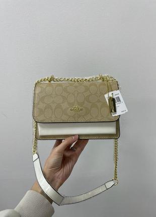 Сумка coach mini klare crossbody in signature canvas beige/white7 фото