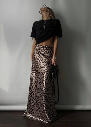 Женская трендовая длинная юбка лео шелк4 фото