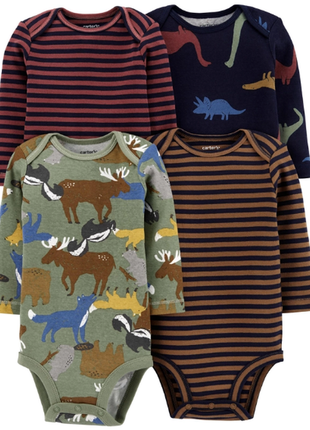 Комплект боди с длинным рукавом 4 штуки бодик картерс carters лесные животные