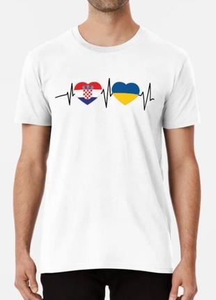 Мужская и женская патриотическая футболка с принтом ukraine croatia украина хорватия4 фото