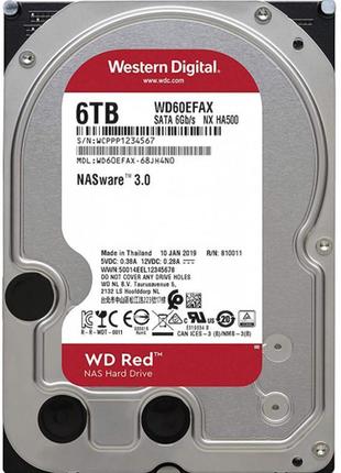 Накопичувач hdd sata 6.0tb wd red nas 5400rpm 256mb (wd60efax)