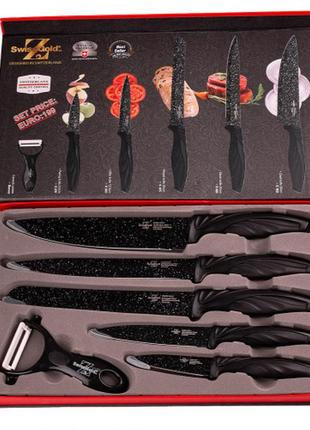 Набір кухонних ножів із неіржавкої сталі з керамічним покриттям 6 предметів  ручка виготовлена з поліпропілену