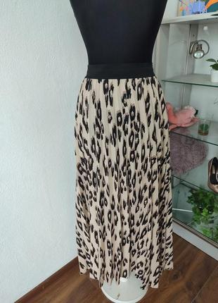 Стильная юбка миди,леопард батальная трапеция2 фото