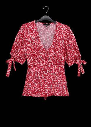 Літня віскозна блузка "new look" червона з квітковим принтом, uk10/eur38.