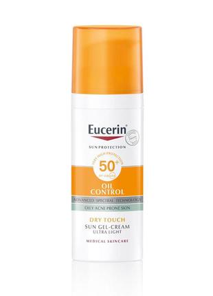 Гель-крем для лица eucerin (юцерин) oil control солнцезащитный матирующий для жирной кожи spf50+ 50 мл