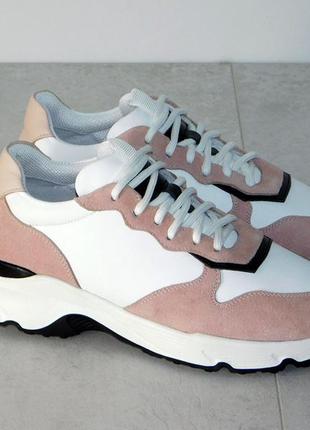 Кросівки жіночі з натуральної шкіри білі з рожевим 37р