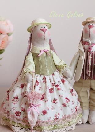 Влюбленные зайцы-романтики( салатовые)